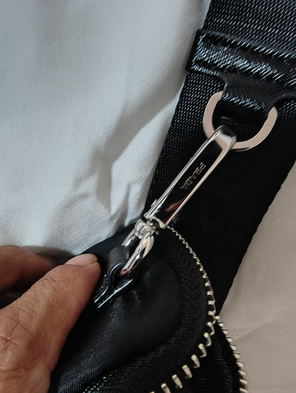 Prada Black Nylon Strap with Silver Logo Hardware - Picture 4 of 8